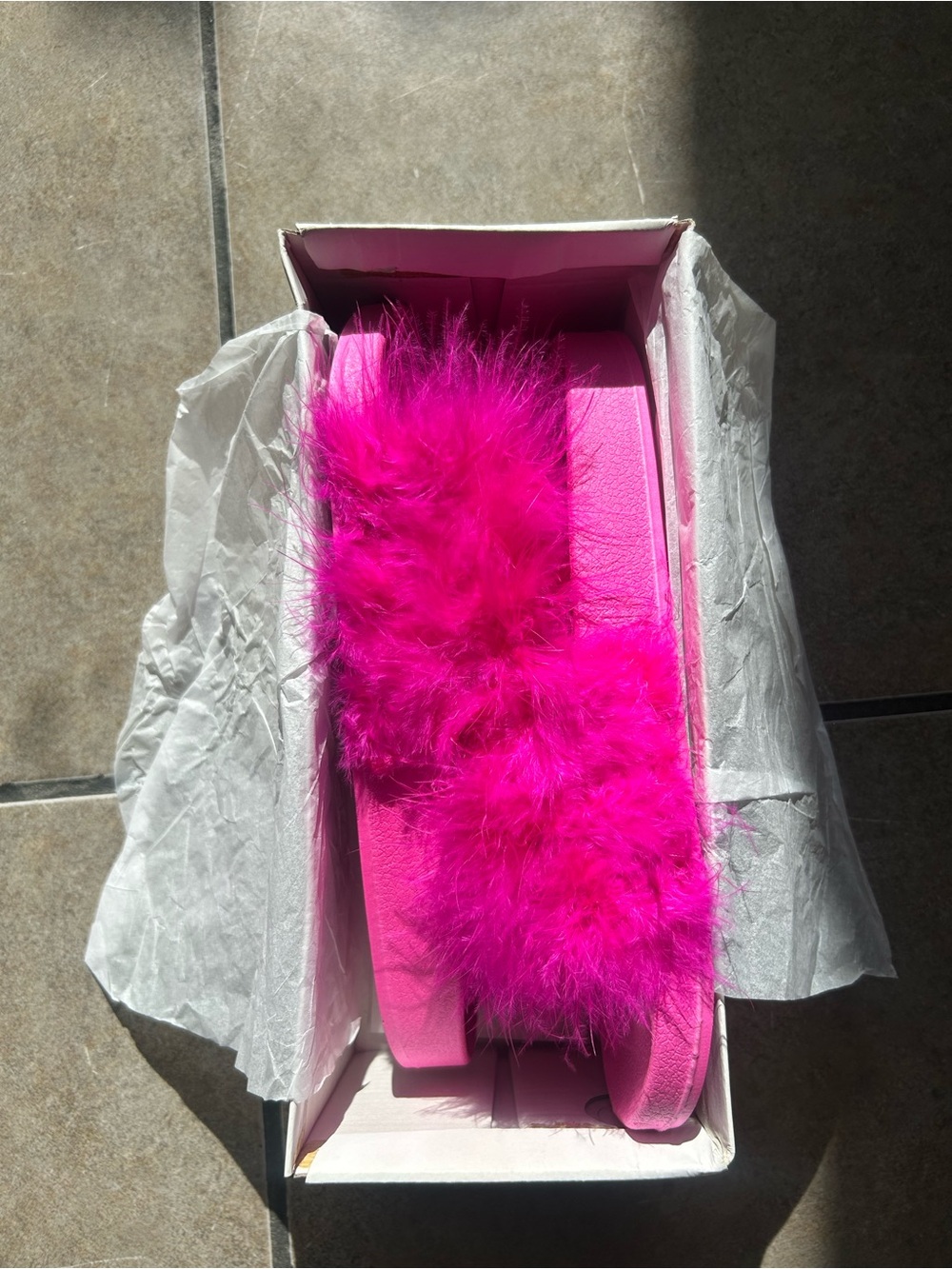 Fashion Nova Hot Pink Feather Slide Sandals - Women Accessories
